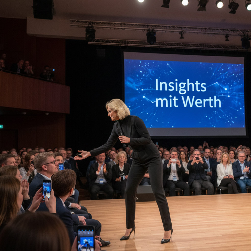Prof. Dr. Lioba Werth auf der Bühne während eines Keynote-Vortrags